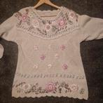 Gebreide trui met bloemen - Maat M/L, Kleding | Dames, Truien en Vesten, Maat 38/40 (M), Beige, Ophalen of Verzenden, Onbekend