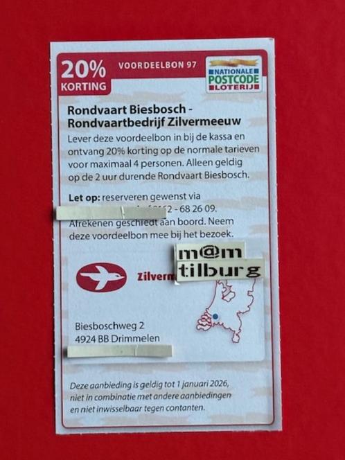 (97) Rondvaart Biesbosch-Rondvaartbedrijf Zilvermeeuw, Tickets en Kaartjes, Kortingen en Cadeaubonnen, Drie personen of meer, Overige typen