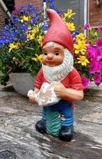 Vintage tuinkabouter met gietertje in de handen - terracotta, Ophalen of Verzenden, Gebruikt, Overige materialen, Tuinkabouter