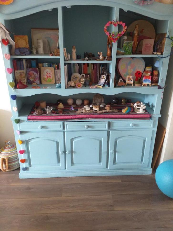 Mooie lichtblauwe buffetkast te koop, Huis en Inrichting, Kasten | Buffetkasten, Gebruikt, 150 tot 200 cm, 150 tot 200 cm, 25 tot 50 cm