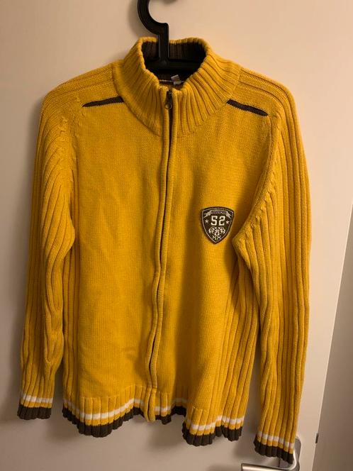 Vest retro / vintage geel met bruin katoen/wol maat medium, Kleding | Heren, Truien en Vesten, Zo goed als nieuw, Maat 48/50 (M)