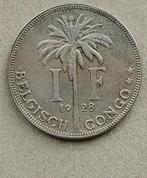 Belgisch Congo, 1 frank 1928 (VL), Ophalen of Verzenden, Overige landen, Losse munt