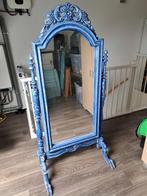 Brocante Staande Passpiegel Blauw, Antiek en Kunst, Ophalen