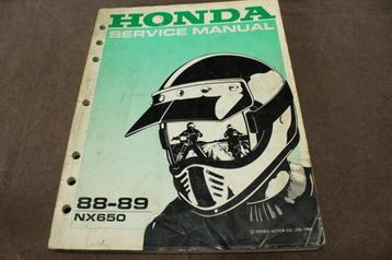 Honda NX650 1988 -1989 motorcycle service manual NX 650  beschikbaar voor biedingen