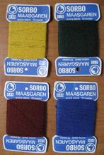4 kaartjes maasgaren, maaswol Sorbo., Ophalen of Verzenden, Zo goed als nieuw, Garen of Naald(en)