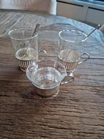 Theeglazen met verzilverde houder en bijbehorende lepel, Ophalen of Verzenden, Zo goed als nieuw, Overige typen
