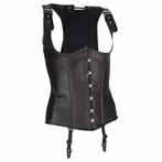 Echt leren corset model 12 waist cincher in small t/m 6xl, Nieuw, Lingerie of Zwemkleding, Ophalen of Verzenden, Zwart