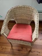 Leuke rieten stoel met kussen, Huis en Inrichting, Stoelen, Ophalen, Gebruikt, Bruin, Riet of Rotan