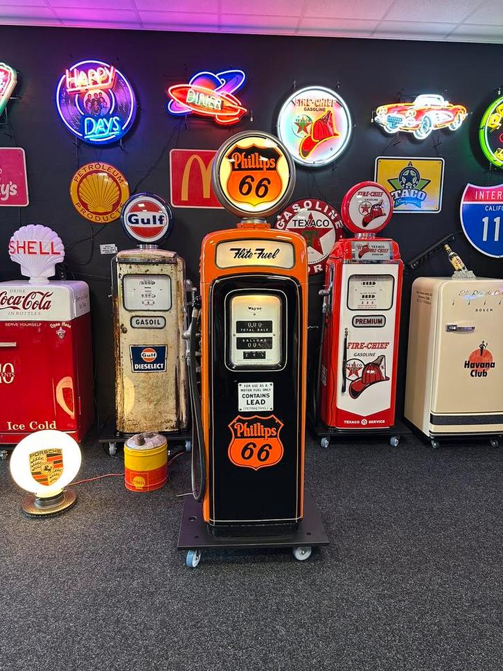 Unieke Amerikaanse benzinepomp Wayne 80 Phillips Gas Pump, Verzamelen, Automaten | Overige, Gebruikt, Ophalen