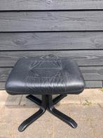 Leren voetenbankje / ottoman jaren 80, Minder dan 50 cm, Gebruikt, Leer, Ophalen of Verzenden