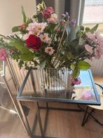 Glass side table - laptop glass table, Huis en Inrichting, Tafels | Sidetables, Ophalen, Zo goed als nieuw, Metaal, 25 tot 50 cm