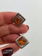 A564 Prachtige zilveren manchetknopen Fischland, Ophalen of Verzenden, Zilver, Manchetknopen, Met edelsteen