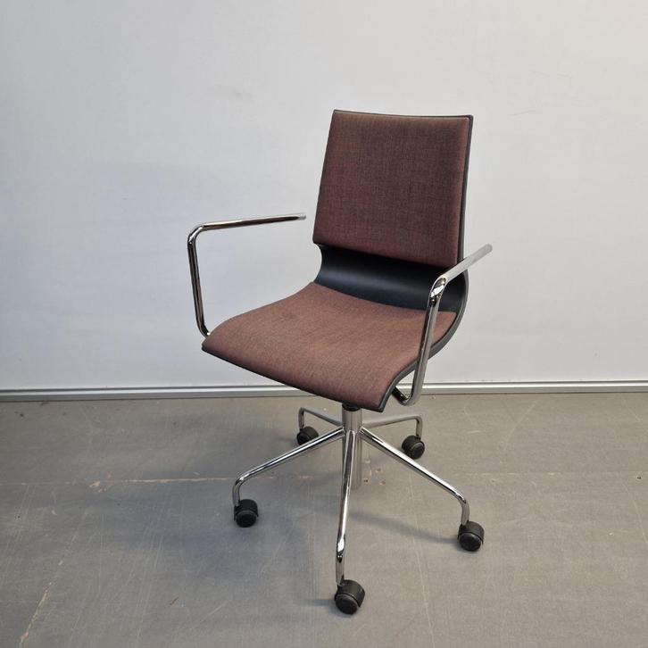 bureaustoel Kantoorstoel - bruine stof, Huis en Inrichting, Bureaustoelen, Gebruikt, Zwart, Ophalen