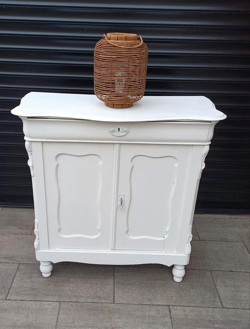 Prachtige brocante witte biedermeier kast/meidenkast/kast, Huis en Inrichting, Kasten | Overige, Zo goed als nieuw, Ophalen of Verzenden