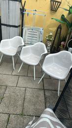 Tuinstoelen / kuipstoelen tuin 3 stuks wit, Ophalen, Zo goed als nieuw, Kunststof