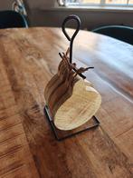 Houten onderzetters zwart metaal en leer, Huis en Inrichting, Woonaccessoires | Onderzetters, Ophalen, Zo goed als nieuw, Glas of Kopje