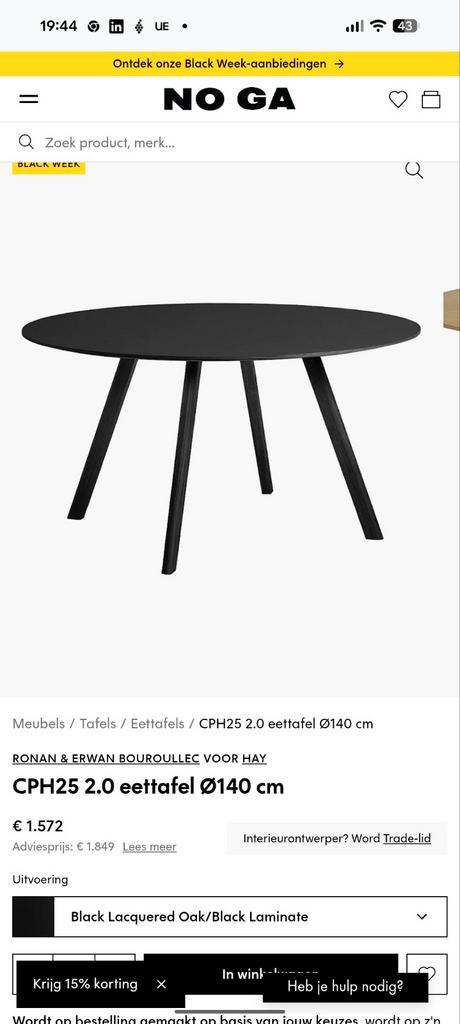 Gebruikte ronde eettafel - hay cph 140 rond, Huis en Inrichting, Tafels | Eettafels, Ophalen of Verzenden