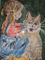 Karel Wiggers  Meisje met Kat  Gesigneerd, Antiek en Kunst, Kunst | Schilderijen | Klassiek, Ophalen