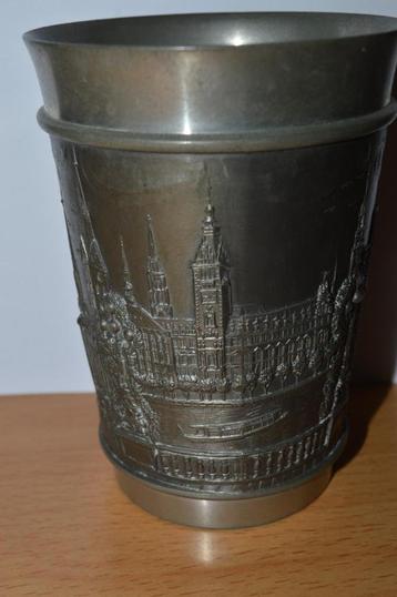 prachtige grote vintage tinnen beker afbeelding HAMBURG  beschikbaar voor biedingen