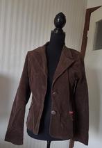 Leuke donkerbruine blazer in ribstof. Mooie pasvorm. Maat 36, Kleding | Dames, Verzenden, Gedragen, Maat 36 (S), Bruin