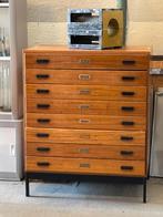 Vintage houten papierkast, Huis en Inrichting, Ophalen, Gebruikt, 5 laden of meer, 100 tot 150 cm