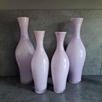 BIEDEN!  4 grote paarse/lila glazen vazen 2xH=50cm 2xH40cm, Ophalen