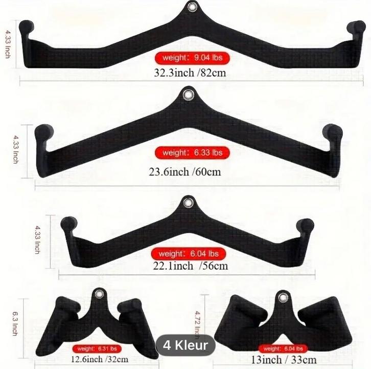 Lat Pulley Grip Set - 5 stuks - Nieuw in doos, Sport en Fitness, Fitnessmaterialen, Nieuw, Overige typen, Armen, Ophalen of Verzenden