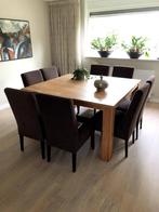 Eetkamertafel en 8 stoelen, Huis en Inrichting, 150 tot 200 cm, 150 tot 200 cm, Teakhout, Gebruikt