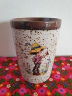 Vintage beker mok bloempotje aardewerk Holly Hobbie stijl, Huis en Inrichting, Keuken | Servies, Ophalen of Verzenden, Zo goed als nieuw