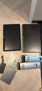 Dubbele computerschermen met alle toebehoren, Computers en Software, Desktop Pc's, Ophalen, Zo goed als nieuw