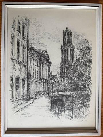 Jan Rodrigo - Stadhuisbrug met Domtoren - inkt tekening beschikbaar voor biedingen