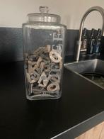Riverdale Glazen Bewaarpot met Letters, Gebruikt, Schaal, Vierkant, Ophalen of Verzenden