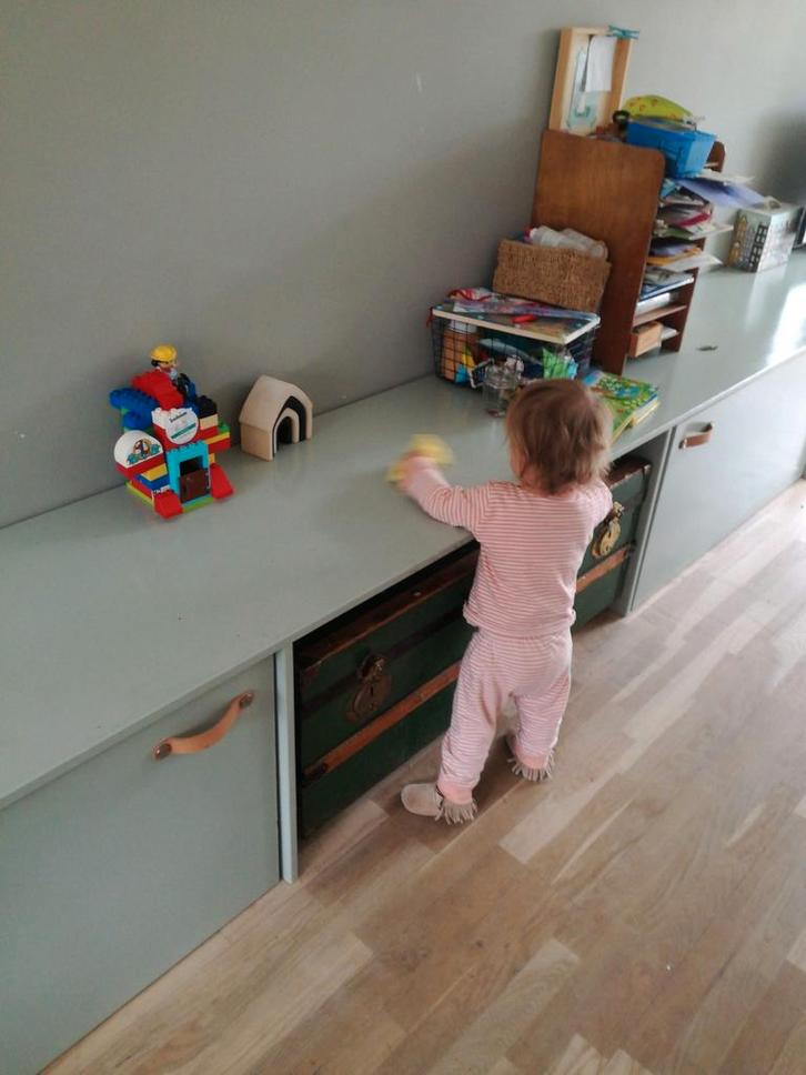 Wandmeubel handgemaakt | lades | zitplek | bureau | bank, Huis en Inrichting, Kasten | Wandmeubels, Gebruikt, Minder dan 100 cm