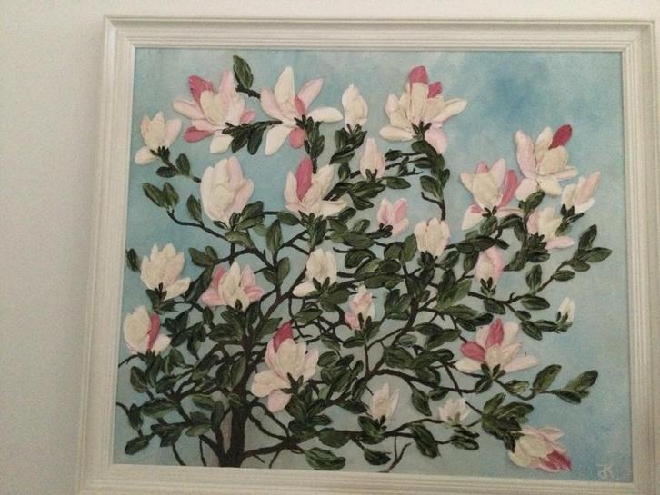 Bloemen Schilderij met lijst, Antiek en Kunst, Kunst | Schilderijen | Klassiek, Ophalen of Verzenden