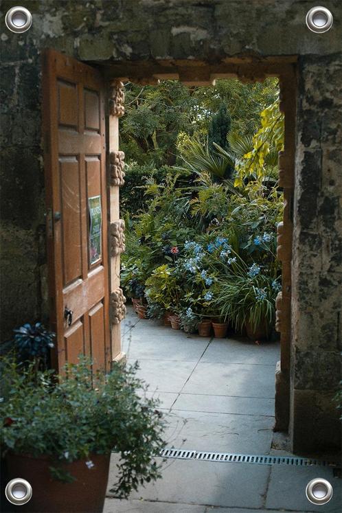 Tuinverruimer-Tuinposter Doorkijkje binnentuin 100x150 cm, Tuin en Terras, Tuinwanddecoratie, Nieuw, Verzenden