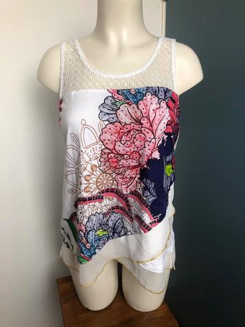 Desiqual witte kleurrijk hemd top l  beschikbaar voor biedingen