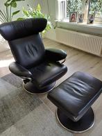 Zwarte Stressless relaxfauteuil Jazz met voetenbank, Ophalen, Gebruikt, Minder dan 75 cm, Leer