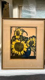 Kleurhanddruk zonnebloemen Arie Zonneveld, Ophalen
