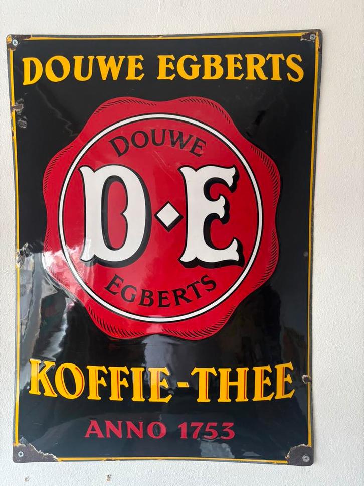 Emaille reclame bord douwe Egberts, Verzamelen, Merken en Reclamevoorwerpen, Zo goed als nieuw, Reclamebord, Ophalen