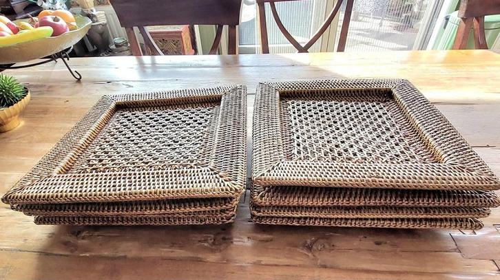 8 Rotan onderborden vierkant 32x32cm Myamar, Huis en Inrichting, Woonaccessoires | Onderzetters, Zo goed als nieuw, Bord, Ophalen of Verzenden