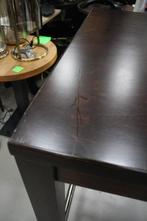 Donkerbruine vierkante statafel bartafel hout cafe mancave, Huis en Inrichting, Barkrukken, Ophalen, Gebruikt, Met voetsteun, Metaal