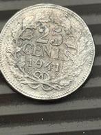 25 Cent 1941 - Koningin Wilhelmina - Zilver, Zilver, 25 cent, Ophalen of Verzenden, Koningin Wilhelmina