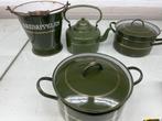 Emalje groen met goud biesje, Ophalen of Verzenden, Overige materialen, Koekenpan of Braadpan