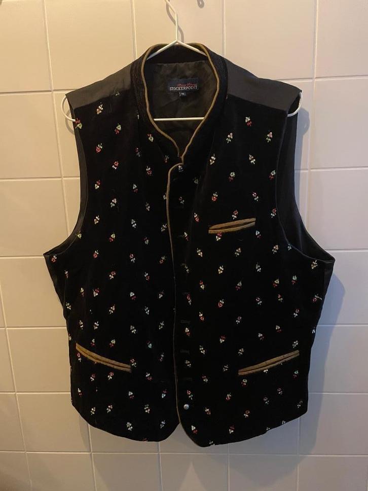 Vintage Gilet XL zwart fluweel bloemen, Kleding | Dames, Bodywarmers, Zo goed als nieuw, Maat 46/48 (XL) of groter, Zwart, Ophalen of Verzenden
