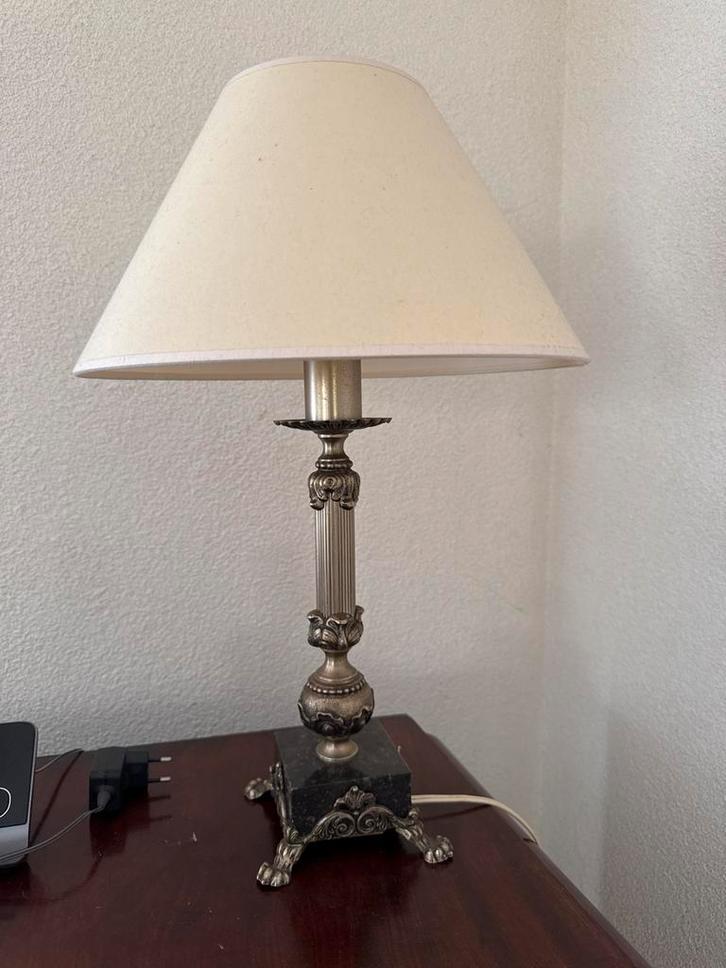 Vintage Tafellamp met Stoffen Kap, Huis en Inrichting, Lampen | Vloerlampen, Gebruikt, Minder dan 100 cm, Stof, Ophalen of Verzenden