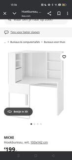 Hoekbureau hoog wit, Huis en Inrichting, Bureaus, Ophalen of Verzenden, Zo goed als nieuw, Bureau