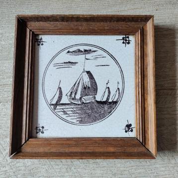 Tegeltje,hout,wand,Zeilschip,1960,muur,Wandtegels,bruin,Boot beschikbaar voor biedingen