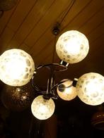 vintage Atomic luster hanglamp chrome 60er, Ophalen, Mid century, Zo goed als nieuw, Glas
