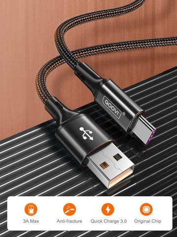 Hoogwaardige USB-A naar USB-C kabel (set van 2 stuks) beschikbaar voor biedingen