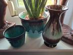 tk: mooie, 3-delige set  (2x) POT+VAAS DRUIPGLAZUUR GERMANY, Ophalen of Verzenden